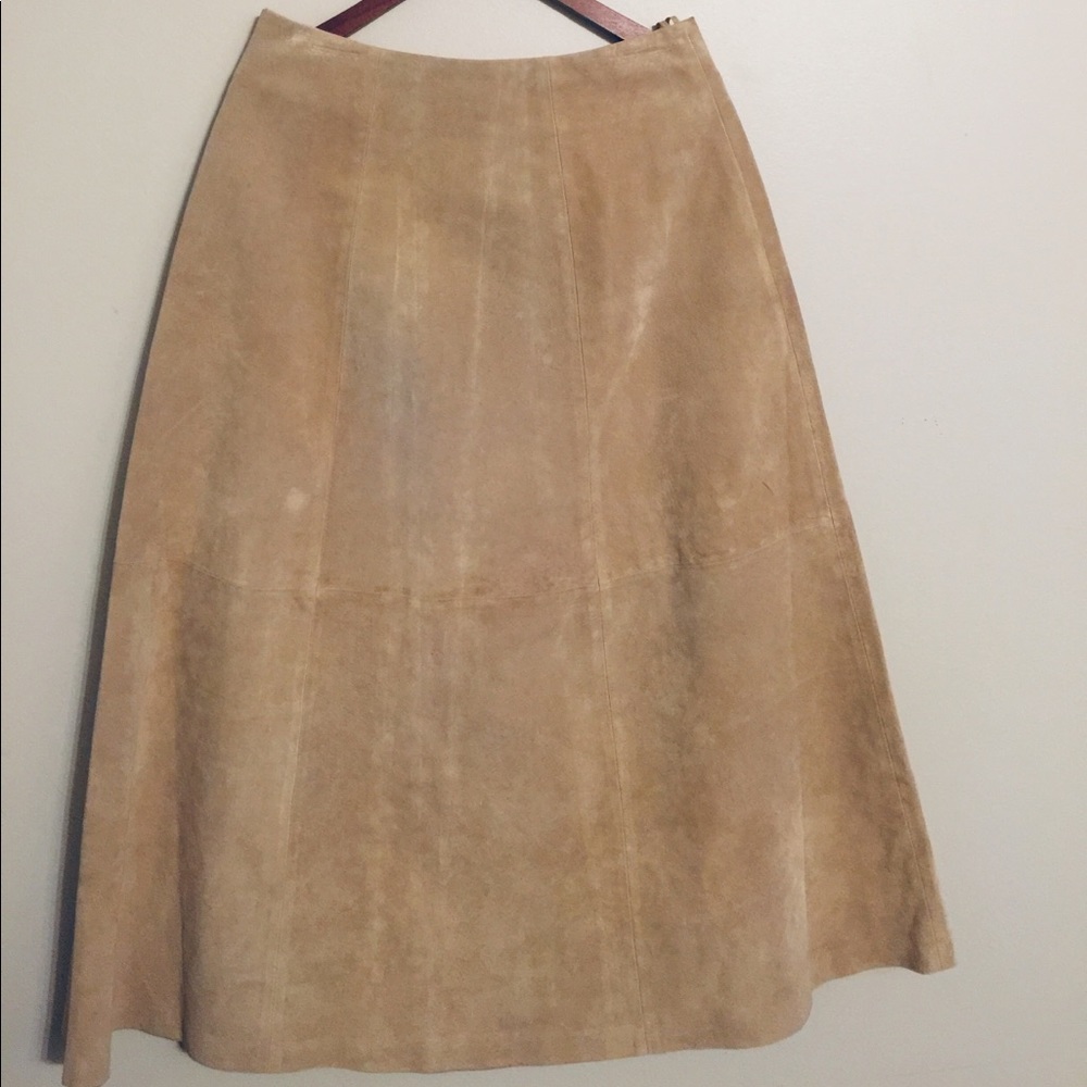 Vintage Ankle Length Tan Leather Skirt